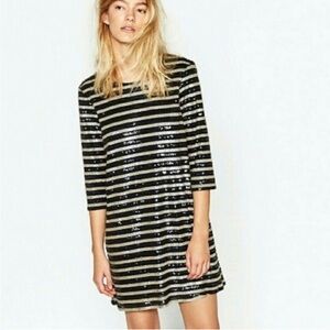 NWT Zara Basic Striped Sequin Dress